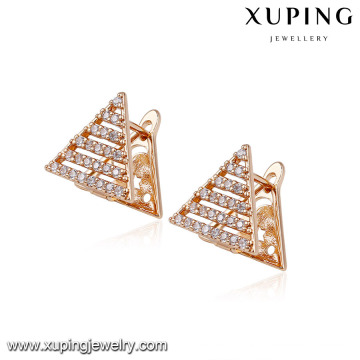 94651 venda quente moda feminina jóias triângulo em forma de zircão brincos de argola pavimentada